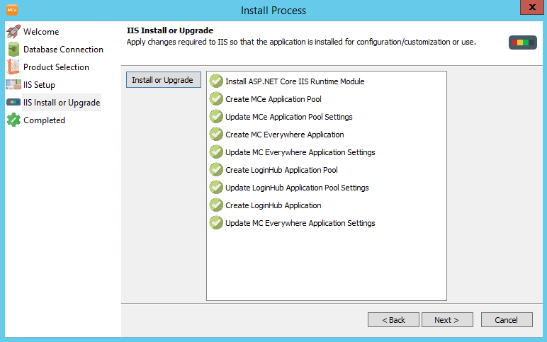 MCE Installation Wizard Install or Upgrade Selection Page